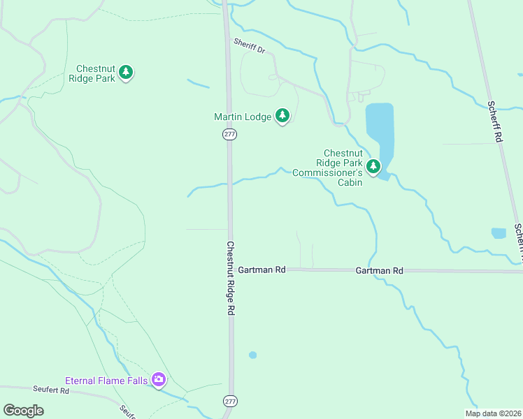 map of restaurants, bars, coffee shops, grocery stores, and more near 6485 Chestnut Ridge Road in Orchard Park