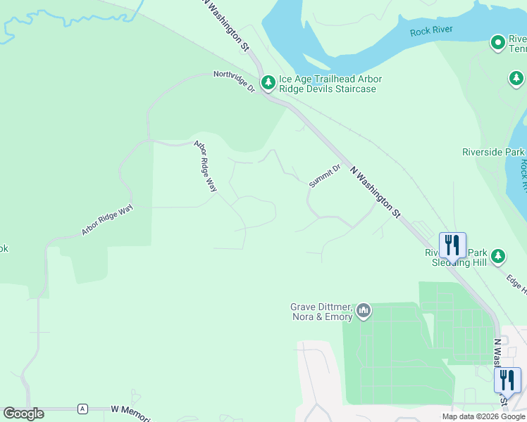 map of restaurants, bars, coffee shops, grocery stores, and more near 2699 Greenway Circle in Janesville