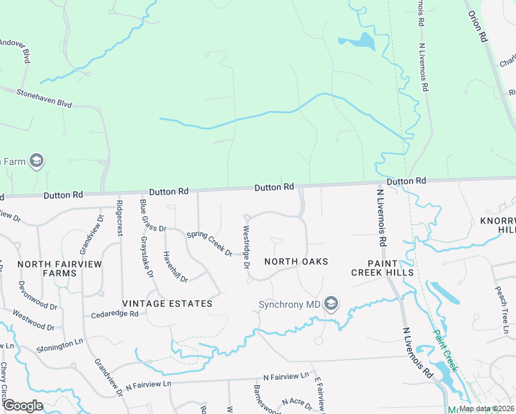 map of restaurants, bars, coffee shops, grocery stores, and more near 1901 Westridge Drive in Rochester Hills