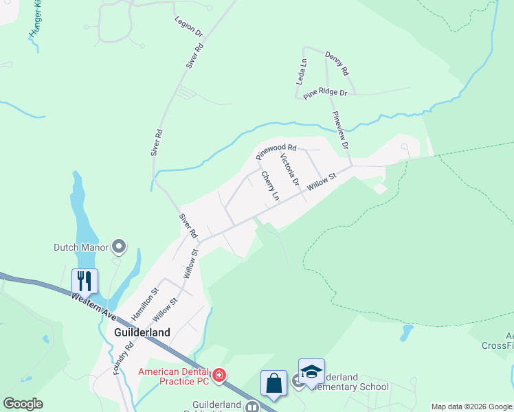 map of restaurants, bars, coffee shops, grocery stores, and more near 87 Willow Street in Guilderland