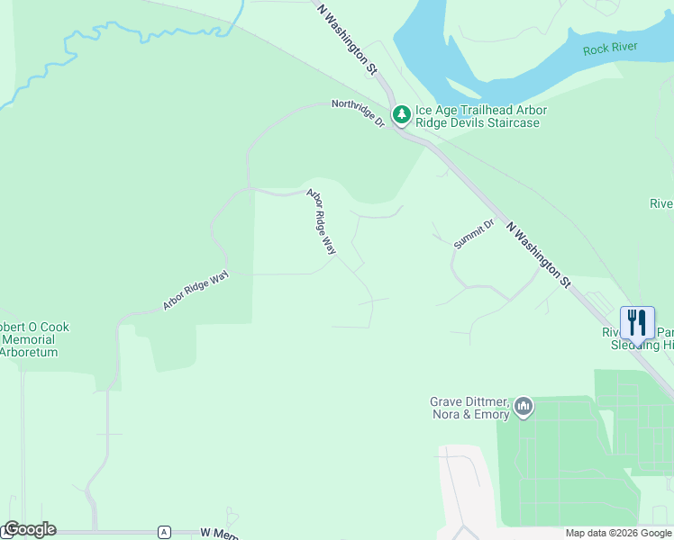 map of restaurants, bars, coffee shops, grocery stores, and more near 2818 Oakridge Bend in Janesville
