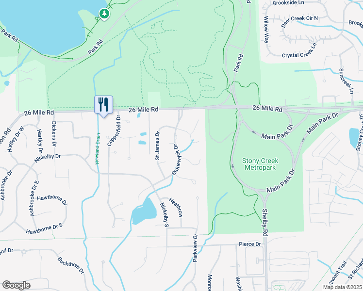 map of restaurants, bars, coffee shops, grocery stores, and more near 56870 Stonewyck Drive in Macomb County