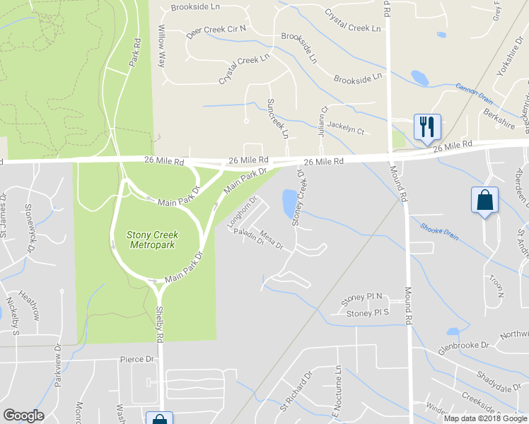 map of restaurants, bars, coffee shops, grocery stores, and more near 56688 Long Island Drive in Shelby charter Township