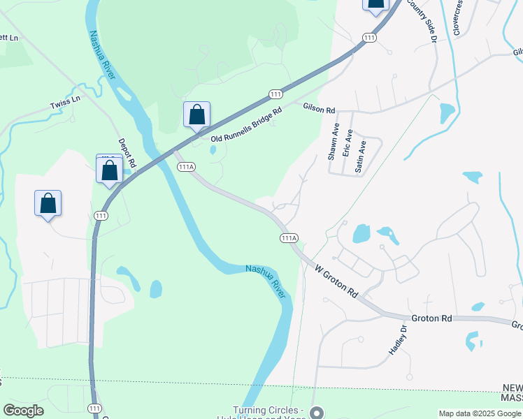 map of restaurants, bars, coffee shops, grocery stores, and more near 54 South Depot Road in Hollis