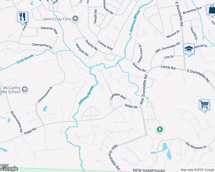 map of restaurants, bars, coffee shops, grocery stores, and more near 4 Serenity Lane in Nashua