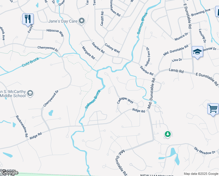 map of restaurants, bars, coffee shops, grocery stores, and more near 402 Barrington Avenue in Nashua