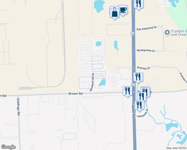 map of restaurants, bars, coffee shops, grocery stores, and more near 1 Cardinal Hill Drive in Oakland County