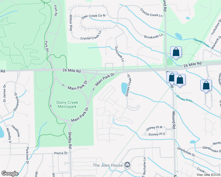 map of restaurants, bars, coffee shops, grocery stores, and more near 56764 Longhorn Drive in Macomb County