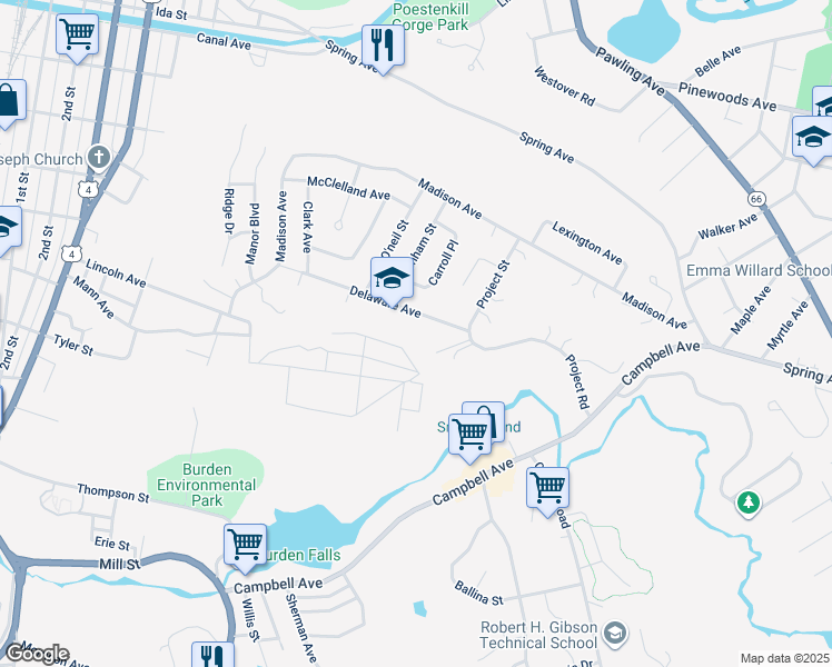 map of restaurants, bars, coffee shops, grocery stores, and more near 112 Delaware Avenue in Troy