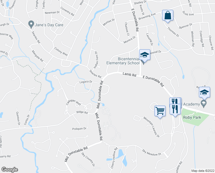 map of restaurants, bars, coffee shops, grocery stores, and more near 32 Stillwater Drive in Nashua