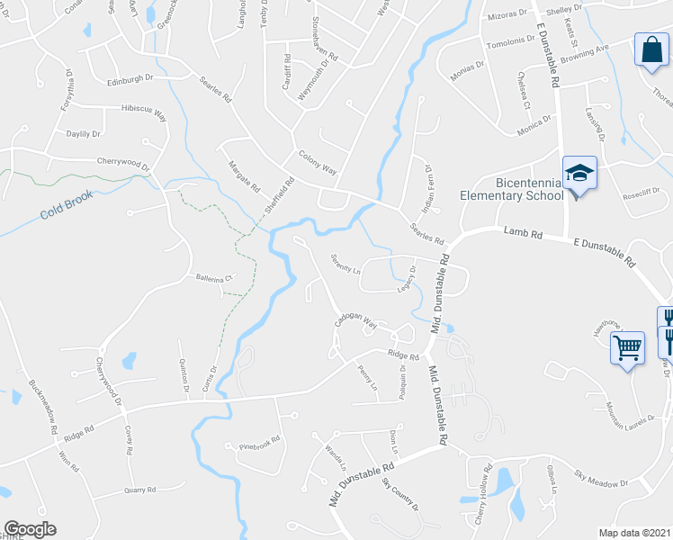 map of restaurants, bars, coffee shops, grocery stores, and more near 4 Serenity Lane in Nashua