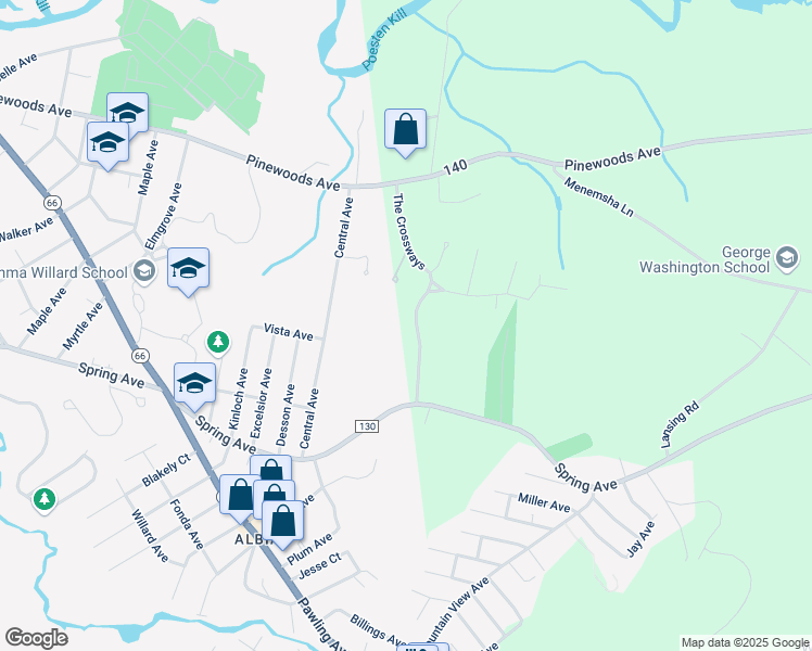 map of restaurants, bars, coffee shops, grocery stores, and more near 10 The Crossways in Troy