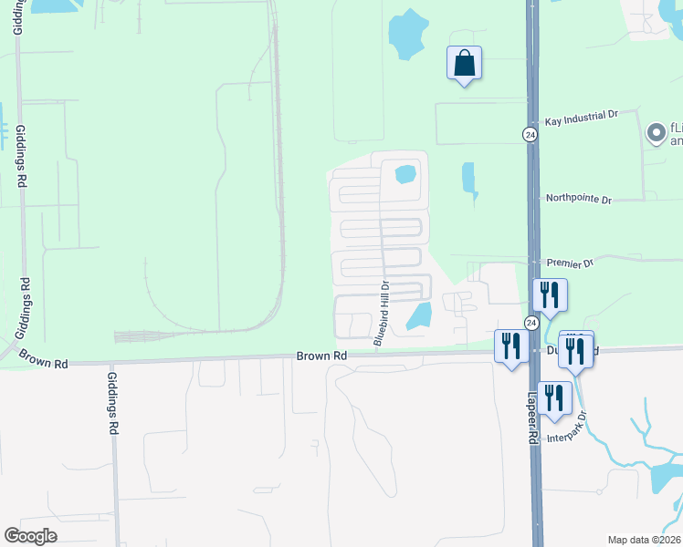 map of restaurants, bars, coffee shops, grocery stores, and more near 10 Parakeet Hill Drive in Orion charter Township