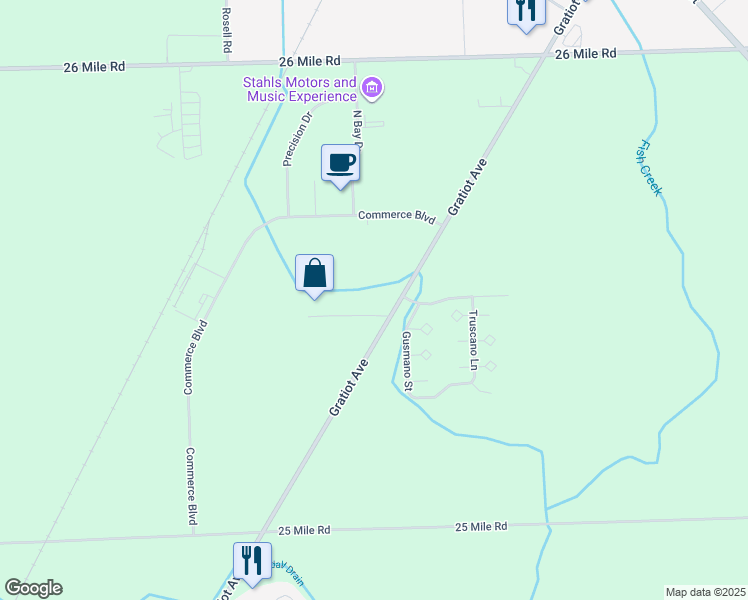 map of restaurants, bars, coffee shops, grocery stores, and more near 55921 Gratiot Avenue in New Baltimore