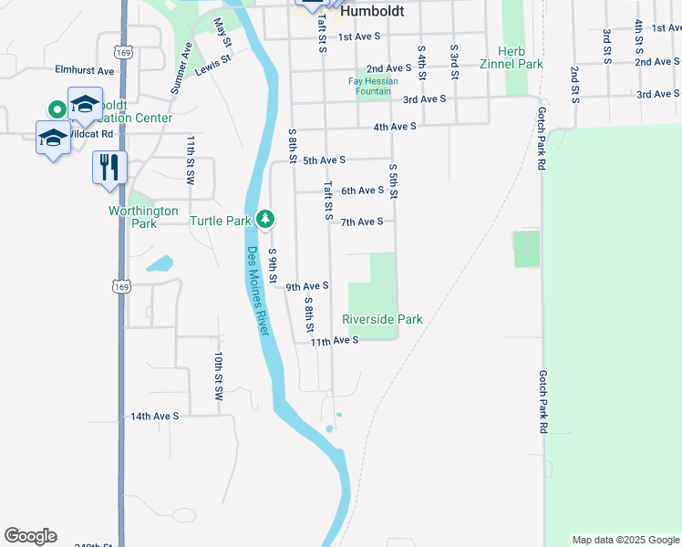 map of restaurants, bars, coffee shops, grocery stores, and more near 901-999 Taft St S in Humboldt