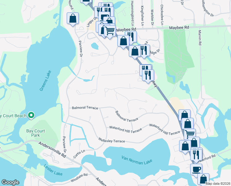 map of restaurants, bars, coffee shops, grocery stores, and more near 6716 Ridgeview Drive in Clarkston