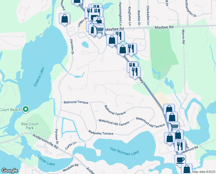 map of restaurants, bars, coffee shops, grocery stores, and more near 6716 Ridgeview Drive in Clarkston