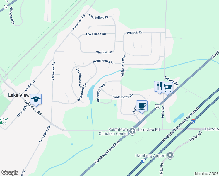 map of restaurants, bars, coffee shops, grocery stores, and more near 6501 Pincherry Way in Lake View