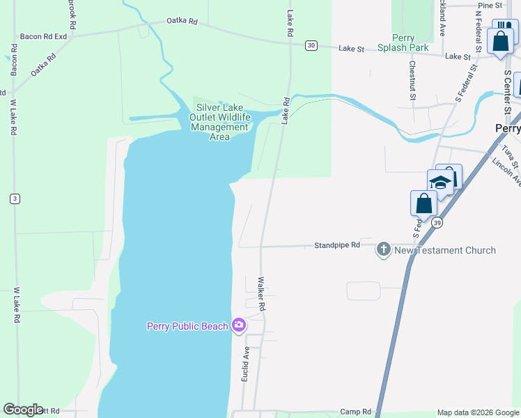 map of restaurants, bars, coffee shops, grocery stores, and more near 3602 Walker Road in Perry