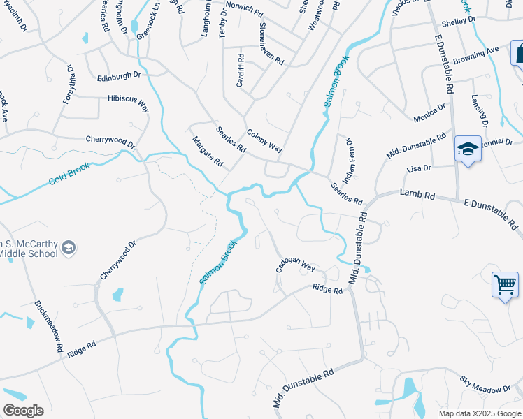 map of restaurants, bars, coffee shops, grocery stores, and more near 90 Barrington Avenue in Nashua