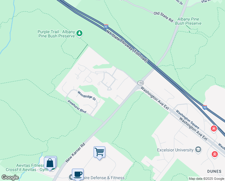 map of restaurants, bars, coffee shops, grocery stores, and more near 107 Ridgewood Terrace in Albany
