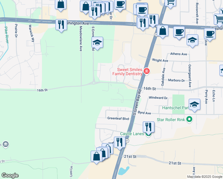 map of restaurants, bars, coffee shops, grocery stores, and more near 5815 16th Street in Mount Pleasant