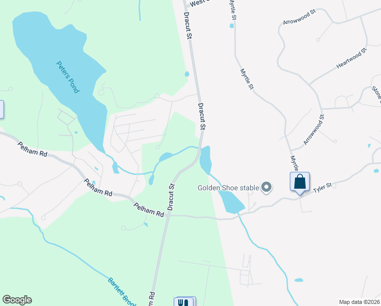 map of restaurants, bars, coffee shops, grocery stores, and more near 361 Salem Road in Dracut