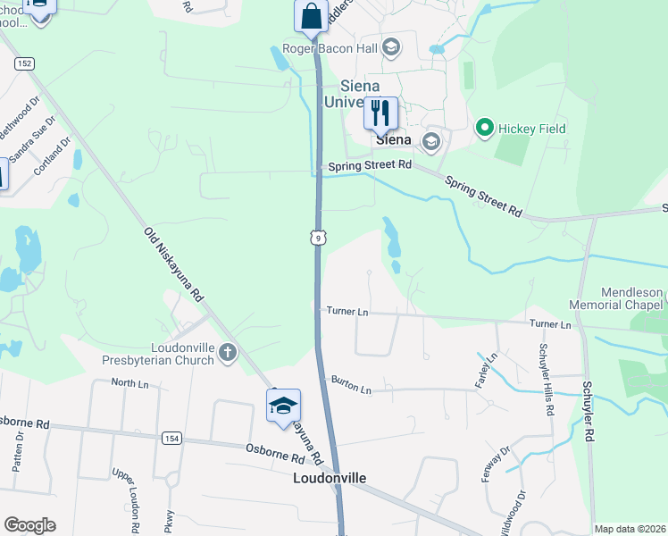 map of restaurants, bars, coffee shops, grocery stores, and more near 483 Loudon Road in Albany