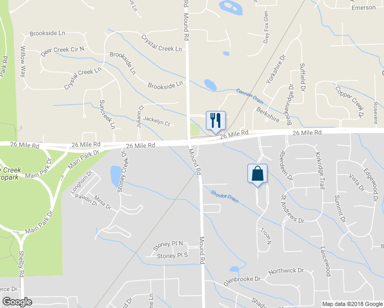 map of restaurants, bars, coffee shops, grocery stores, and more near 57501 Mound Road in Utica