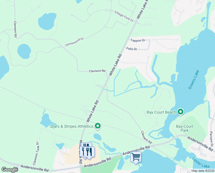 map of restaurants, bars, coffee shops, grocery stores, and more near 7450 Clement Road in Clarkston