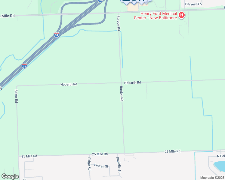 map of restaurants, bars, coffee shops, grocery stores, and more near 34500-36062 Hobarth Road in New Baltimore