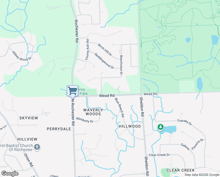map of restaurants, bars, coffee shops, grocery stores, and more near 5943 Oakland Valley Drive in Rochester