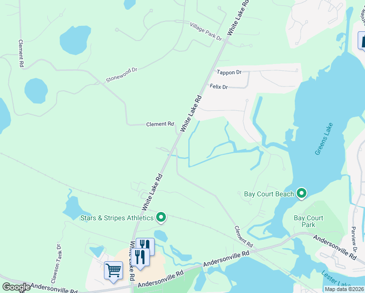 map of restaurants, bars, coffee shops, grocery stores, and more near 7450 Clement Road in Clarkston