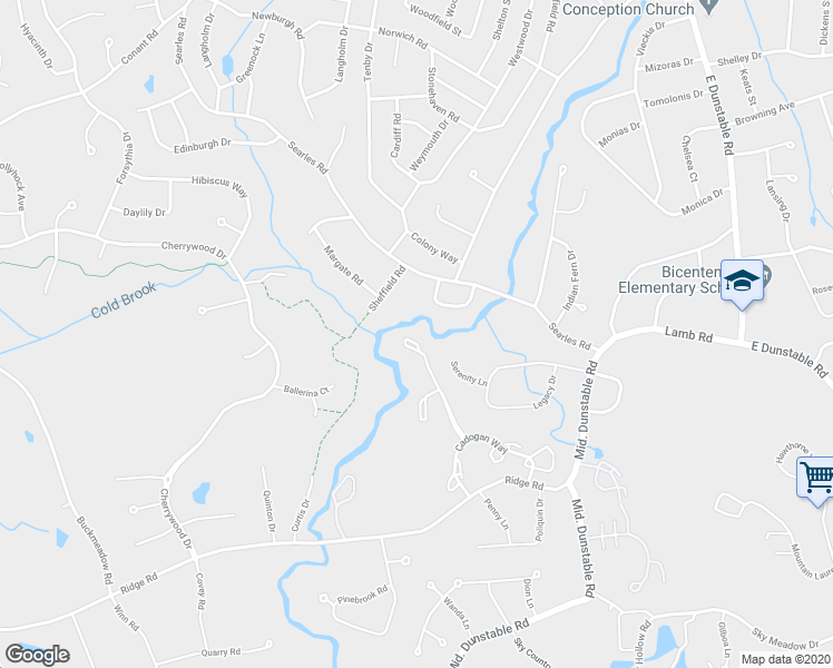 map of restaurants, bars, coffee shops, grocery stores, and more near 90 Barrington Avenue in Nashua