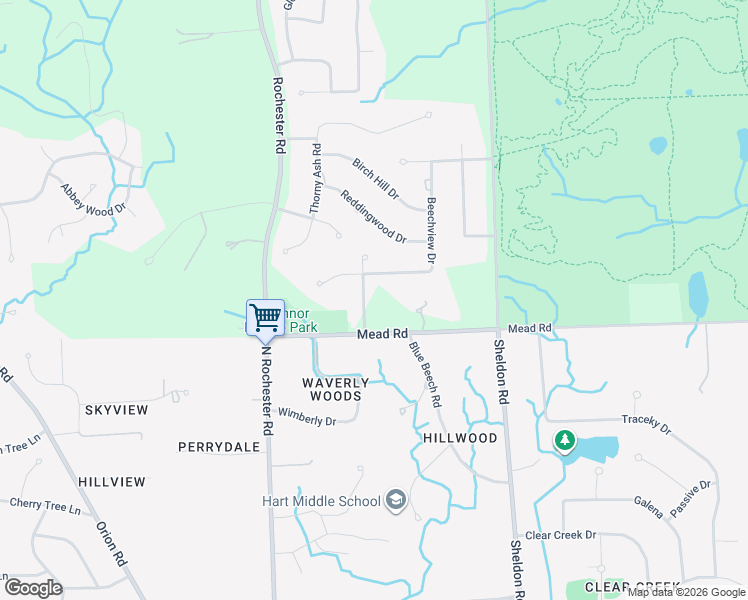map of restaurants, bars, coffee shops, grocery stores, and more near 5943 Oakland Valley Drive in Rochester
