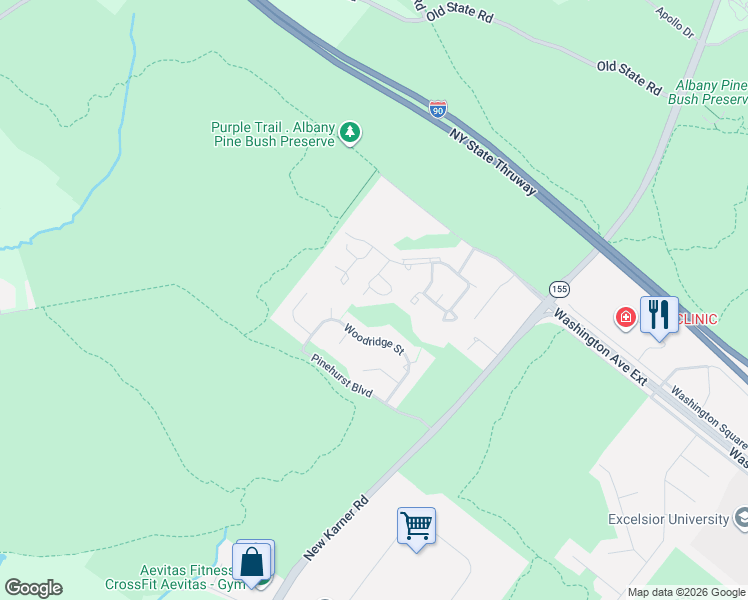 map of restaurants, bars, coffee shops, grocery stores, and more near 184 Williamsburg Court in Albany