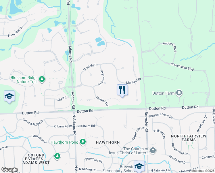 map of restaurants, bars, coffee shops, grocery stores, and more near 5843 Wellwood Drive in Rochester