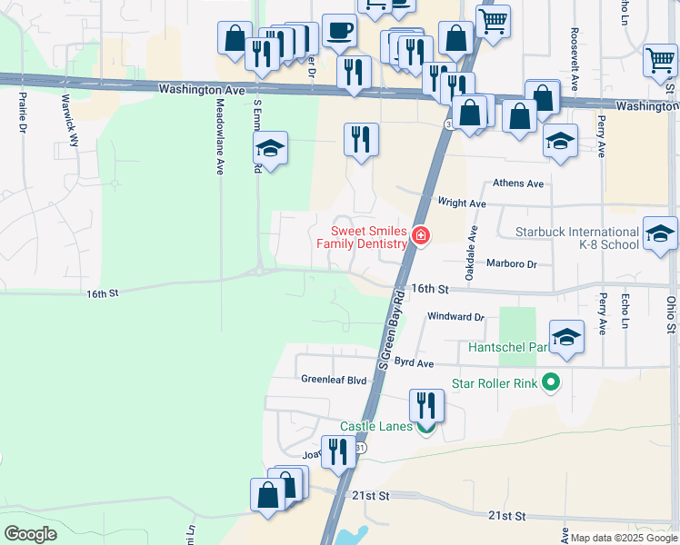 map of restaurants, bars, coffee shops, grocery stores, and more near 5803 16th Street in Mount Pleasant