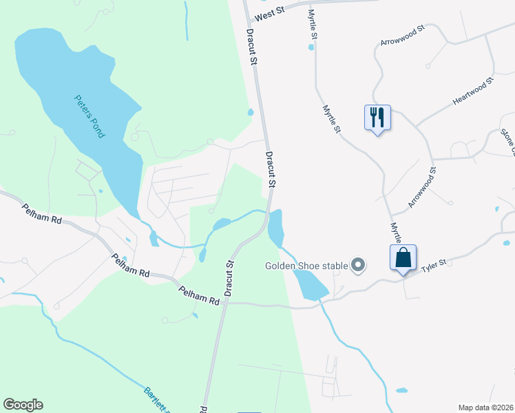 map of restaurants, bars, coffee shops, grocery stores, and more near 361 Salem Road in Dracut