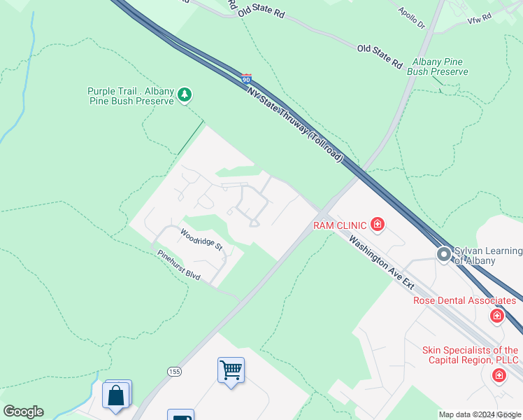 map of restaurants, bars, coffee shops, grocery stores, and more near 111 Knollwood Terrace in Albany