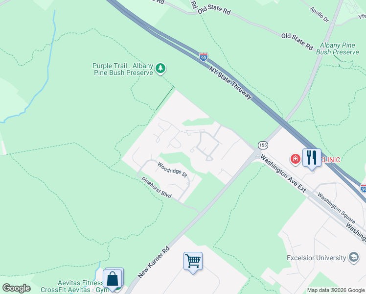 map of restaurants, bars, coffee shops, grocery stores, and more near 163 Williamsburg Court in Albany