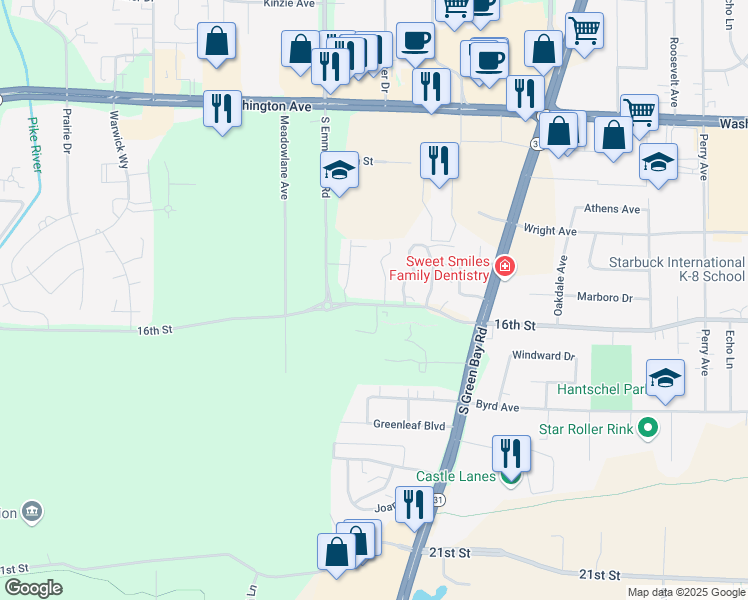 map of restaurants, bars, coffee shops, grocery stores, and more near 5815 16th Street in Mount Pleasant