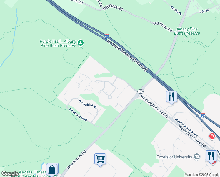 map of restaurants, bars, coffee shops, grocery stores, and more near 107 Ridgewood Terrace in Albany