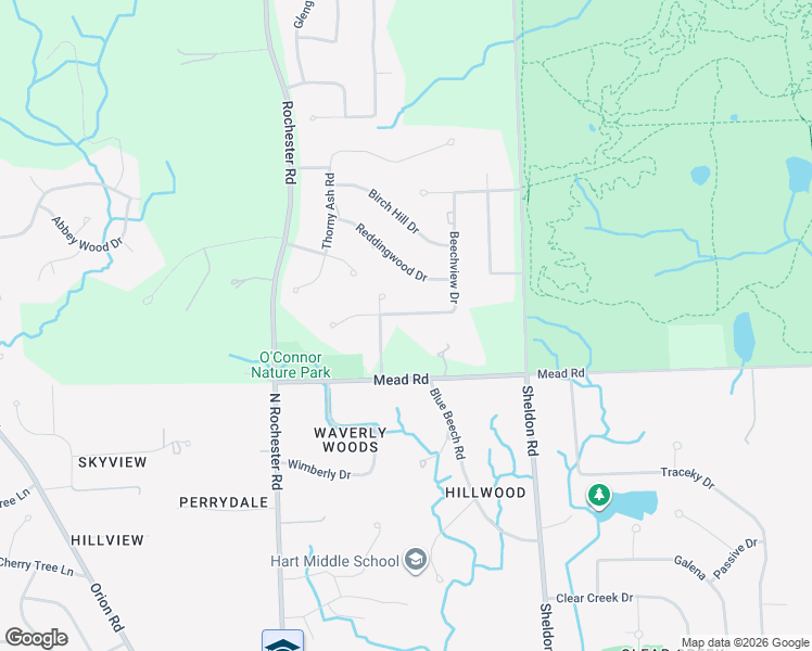 map of restaurants, bars, coffee shops, grocery stores, and more near 5943 Oakland Valley Drive in Rochester