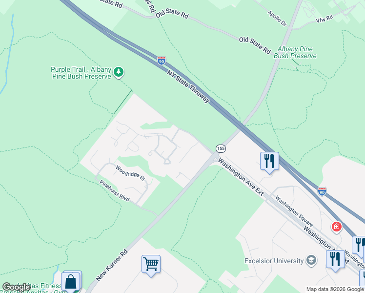 map of restaurants, bars, coffee shops, grocery stores, and more near 111 Knollwood Terrace in Albany