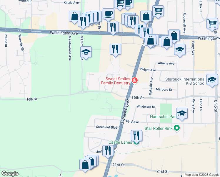 map of restaurants, bars, coffee shops, grocery stores, and more near 5803 16th Street in Mount Pleasant