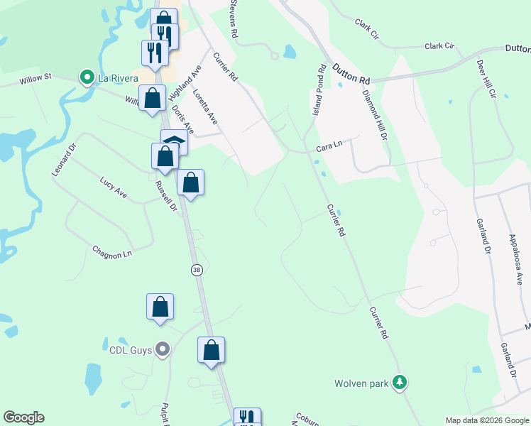 map of restaurants, bars, coffee shops, grocery stores, and more near 9 Peabody Lane in Pelham