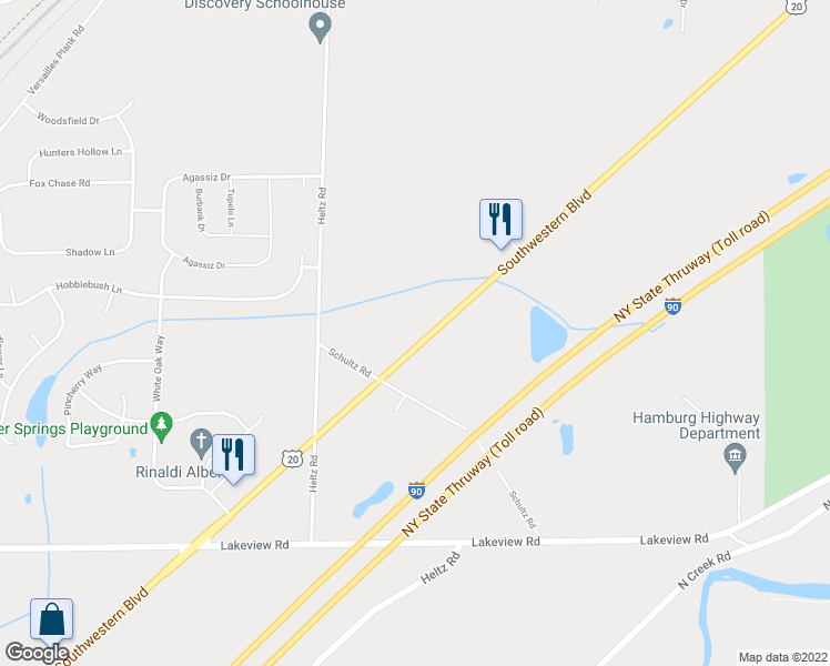 map of restaurants, bars, coffee shops, grocery stores, and more near 6394 Southwestern Boulevard in Hamburg