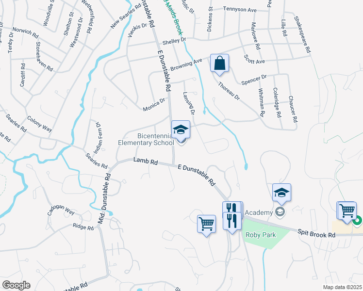map of restaurants, bars, coffee shops, grocery stores, and more near 296 East Dunstable Road in Nashua