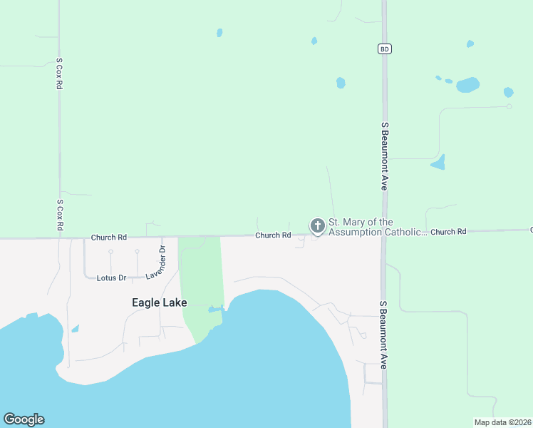 map of restaurants, bars, coffee shops, grocery stores, and more near 23414 Church Road in Kansasville